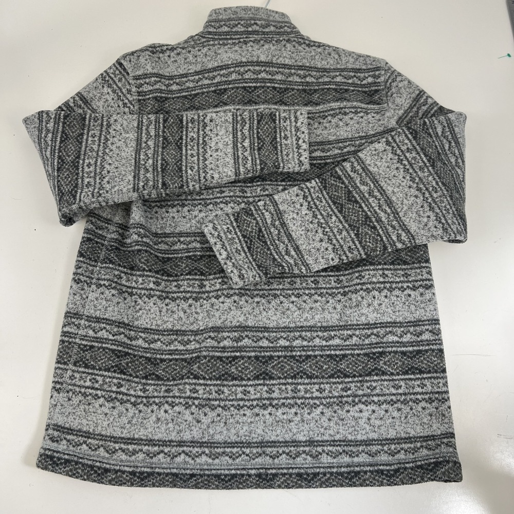 The North Face Pullover Mens Large Gray Stripe 1/4 Zip Fleece Fair Isle Hiking - Picture 2 of 16